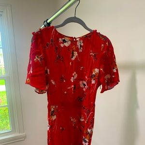 Massimo Dutti midi length beautiful red print dress